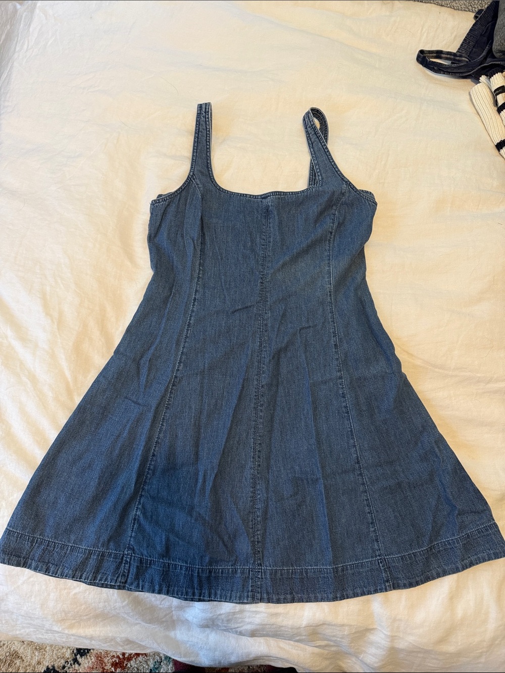 Denim A-Line Tank Dress in Dark Blue